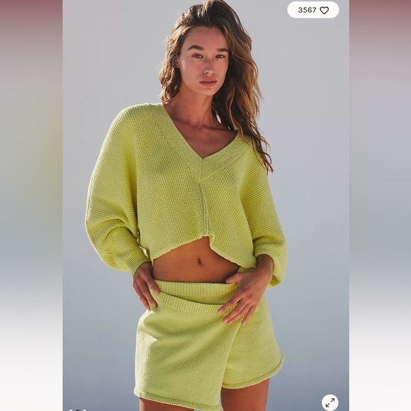 Free People Sweaters - Free people primavera skort set Neon green yellow XL